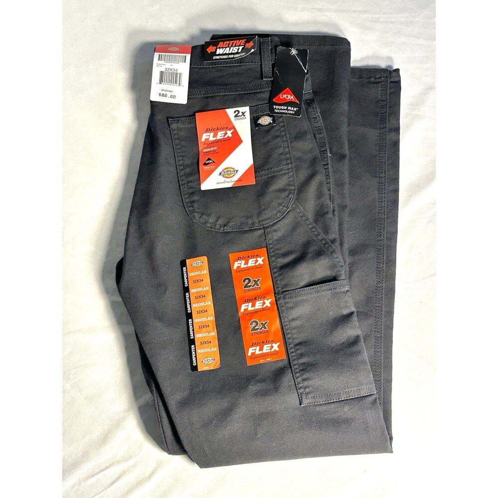 NEW Dickies Flex-Regular Fit-Straight Leg- Active Waist-Style: DP903sBK 32x34
